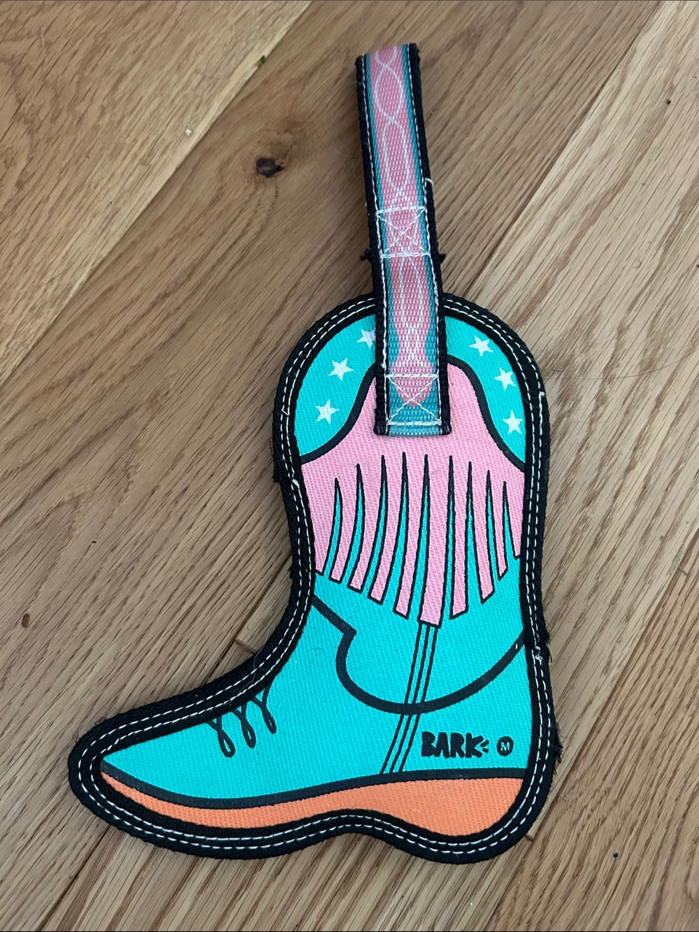 Barkbox Teal, Pink & Orange Cowboy Boot Dog Toy M-L